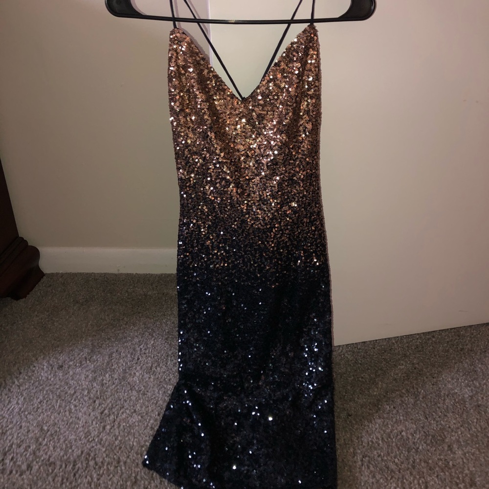 Blue and gold dress
